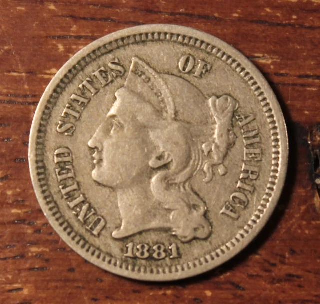 1881 Three 3 Cent Nickel Choice VF ......................... Lot 6185