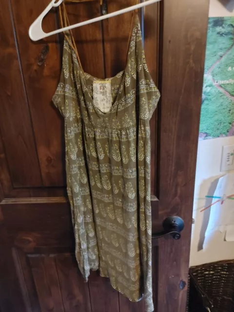 Fp Free People Sun Dress Small S Flowers Green Grey Womens