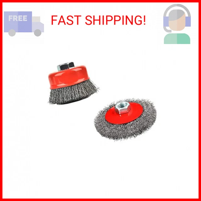 Artibox 2 Pack Wire Brush for 4-1/2 Inch Angle Grinder, 5/8''-11 UNC Threaded Ar