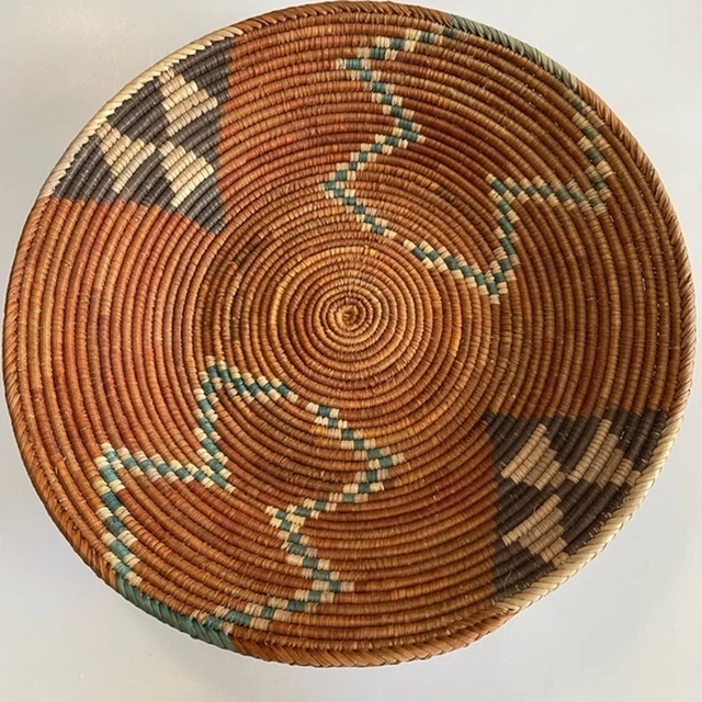 Hand woven tribal decorative native bowl coiled design