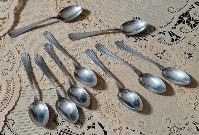 Lot of 9 Antique 800 Silver Demitasse Spoons - Italian
