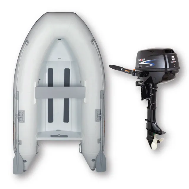 2.7m ISLAND INFLATABLE Alloy RIB BOAT + 5HP PARSUN OUTBOARD ✱ PACKAGE DEAL ✱
