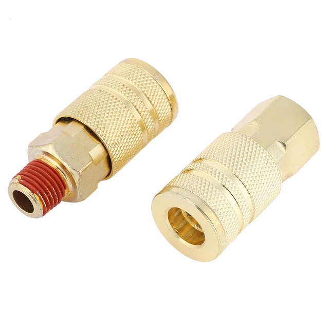 Quick Coupler 12Pcs Quick Coupler Pneumatic Brass Plated Iron