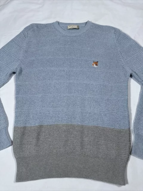 Maison Kitsune Knit Two Tone Paris Exclusive Sweater Men’s Small Rare Print EUC 2