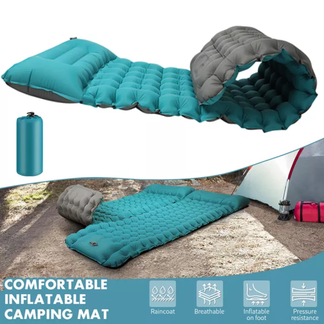 2X Camping Sleeping Pad Inflatable Sleeping Mat with Pillow Compact Air Mattress