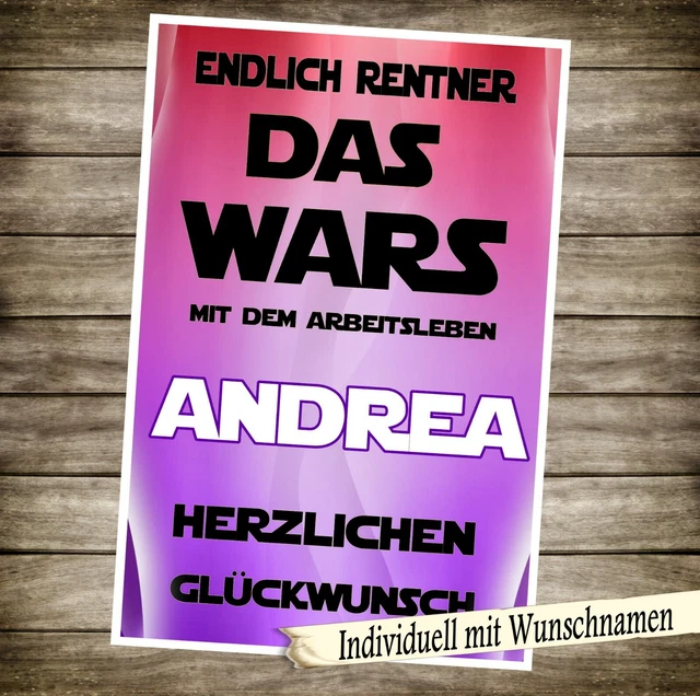 URKUNDE KARTE RENTE Ruhestand A4 individuell mit Namen Geschenk URKUNDE KARTE RENTE Ruhestand A4 individuell mit Namen Geschenk