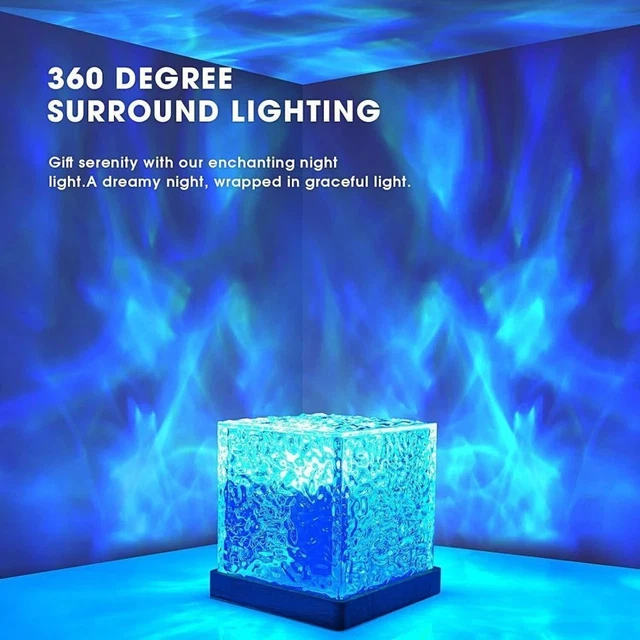 thumbnail interactive-video image 1 of Cube Northern Lights Water Wave LED Night Light With Remote – USB Atmosphere Lamp For Bedroom 1 of 3