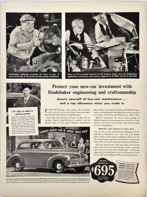Studebaker Champion Club Sedan Commander Truck Vtg Magazine Print Ad 1941