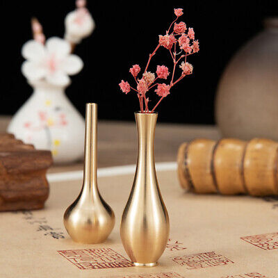 Mini jarrón de cobre puro oro decoración sala de estar jarrón antiguo flor única v Hw J9