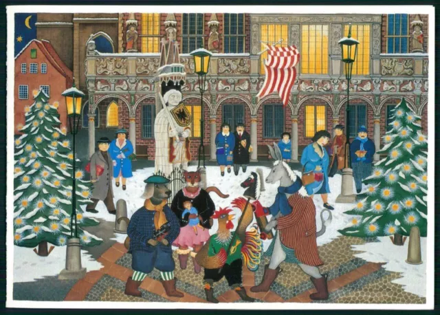 DEUTSCHE POST WEIHNACHTS-KARTE 1993 BREMEN BREMER STADTMUSIKANTEN RARE!! ua95