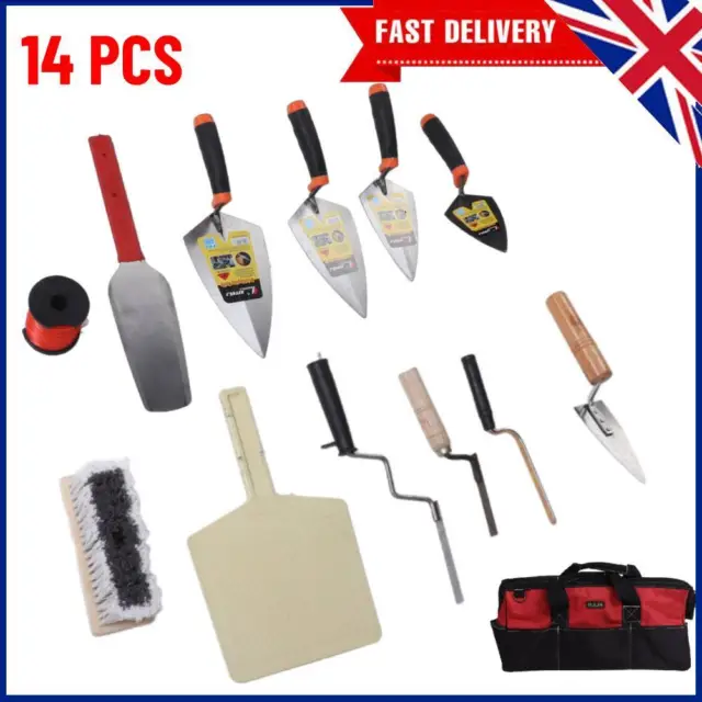 14pc Multiple Sizes Set Finishing Trowel Brick Jointing Plasterers Pointing Tool