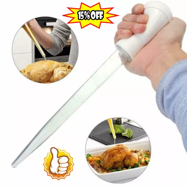 1*Turkey Baster Chef Cooking Gravy BBQ Flavour Food Pipe Clear Pump Tube 2022