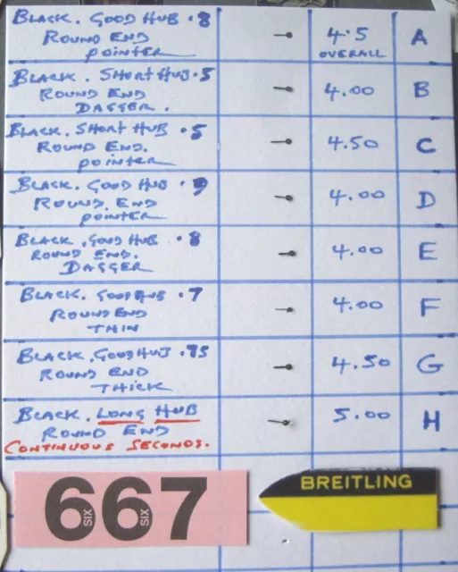 Breitling Chronograph Sub-Dial Hands x 8. Navitimer Chronomat Toptime etc (667)