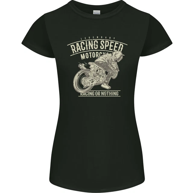 Moto da Corsa Biker Teschio Moto Donna Minuta Taglio T-Shirt