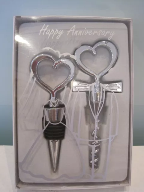 Happy Anniversary set with Corkscrew and Wine Stopper BOXED