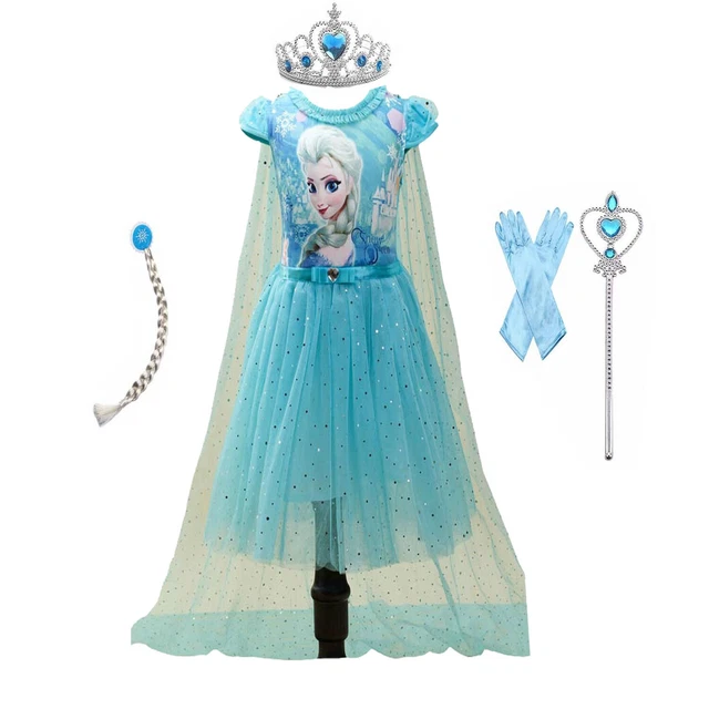 Xmas Costume Elsa Anna Princess Snow Queen Girls Dresses Cosplay For Baby Party