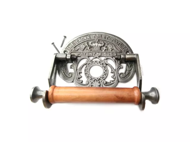 The Crown Toilet Roll Holder - Cast Iron - Dark Wood - Bathroom Decor Accessory