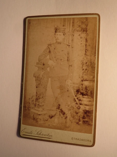Offizier Soldat in Uniform Säbel / CDV Emile Schweitzer Strasbourg Strassburg