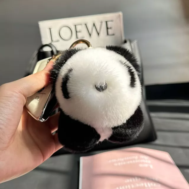 8cm Cute Real Mink Fur Panda Bear Kids Toy Keychain Bag Charm Bag Car Phone Gift