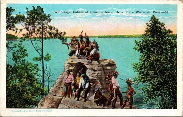 Winnebago Indians Demons Anvil Dells Wisconsin River Divided Back Postcard UNP