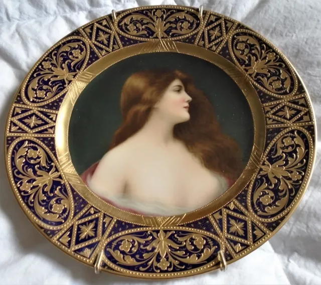 Antique, Artist Signed "Wagner" Royal Vienna Porcelain Portrait Plate-2