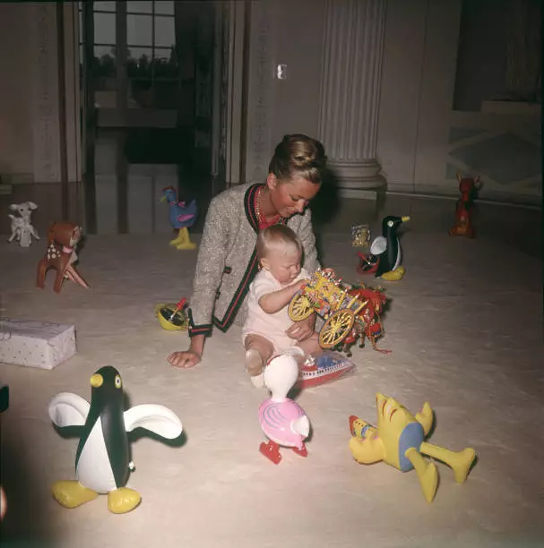 Princess Paola of Belgium with her son Prince Philippe Historic Old Photo