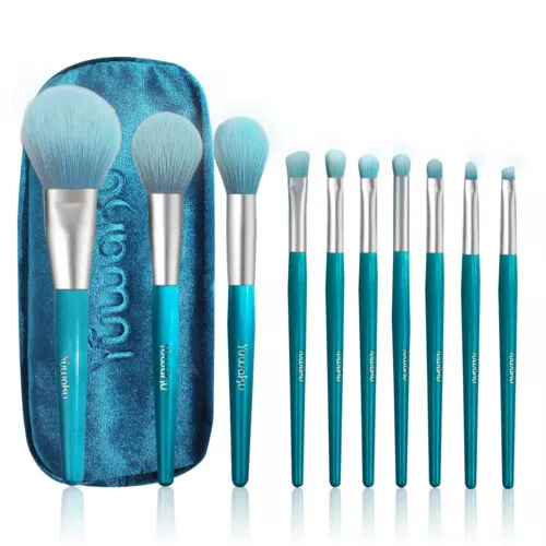 10Pcs Makeup Brushes Face Powder Foundation Eyeshadow Eye Brush With logo+Bag US