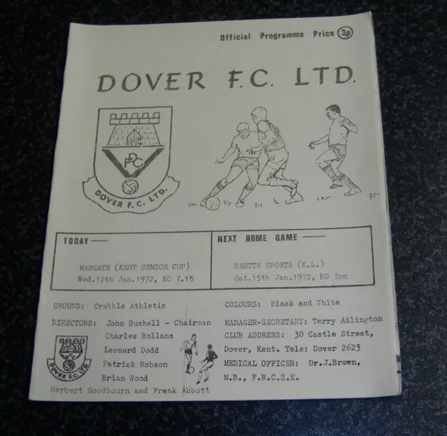 Dover FC v Margate 1971/72 - Kent Senior Cup