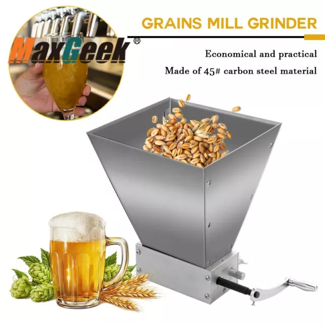 Grain Grinder Cereal Food Mill Powder Machine Malt Corn Pulverizer w/ 2 Rollers