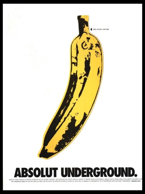2001 Absolut Underground Vodka Bottle art-Vintage print ad / mini poster-Banana