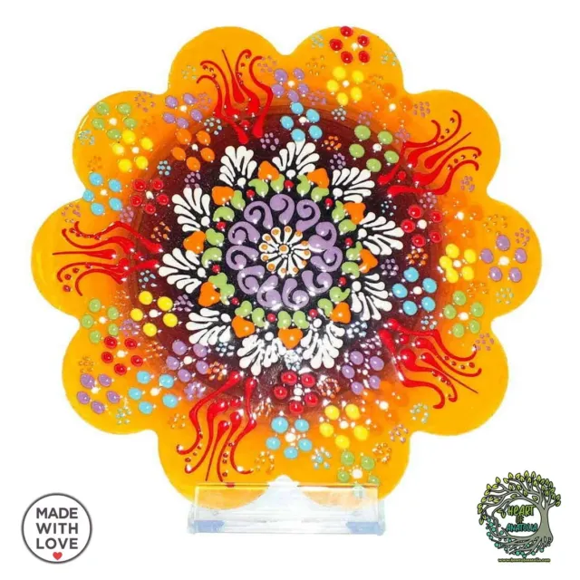 Hand Painted Turkish Ceramic Trivet 7 " for Hot Pot Dishes Flowers Handmade...