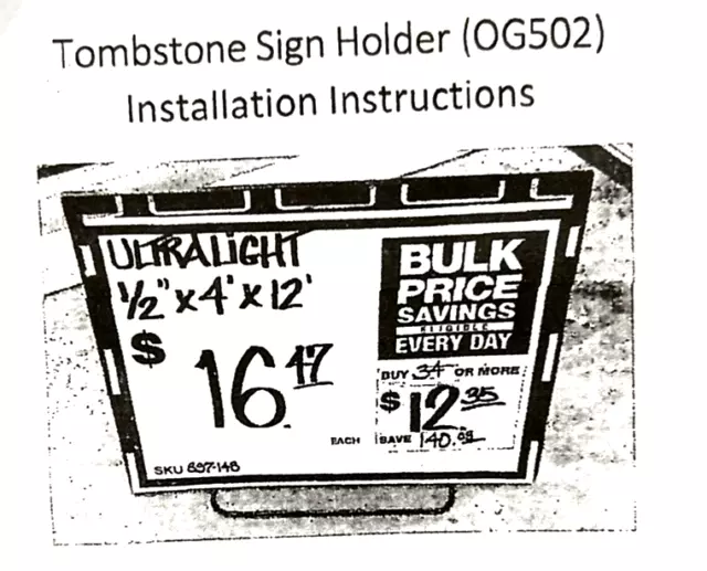 Tombstone Sign Holder 0G502 22"x17" (Box of 10)