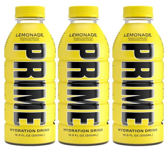 Prime Hydration Drink KSI Logan Paul Lemonade x3 bottiglie SPEDIZIONE IL GIORNO SUCCESSIVO