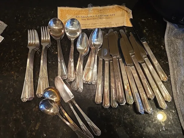 Wm. Rogers Mfg Co. IS Fidelis 1930s silverplate flatware set 52 pcs