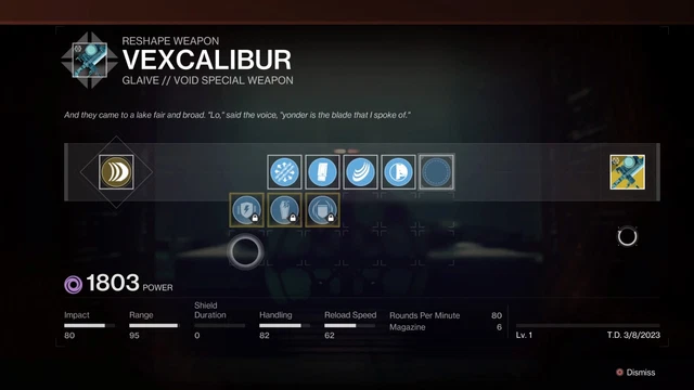 Vexcalibur Exotic Catalyst (NODE.OVRD.AVALON Legend Completion) - PS4/5/Xbox
