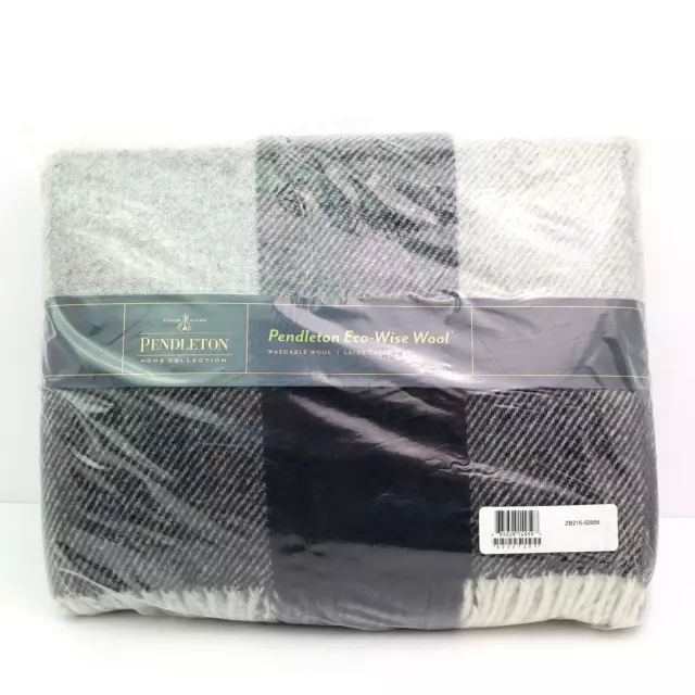 Pendleton Home Collection Gray Checkered Eco Wise Wool Washable Throw Blanket