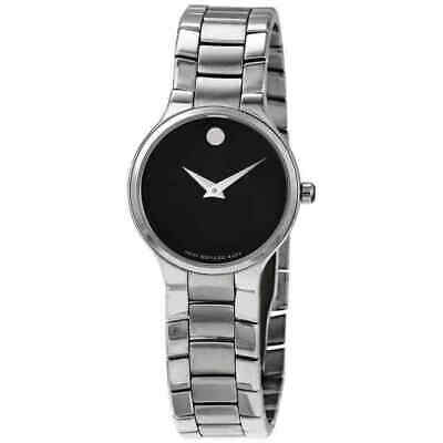 Movado Serio Black Dial Stainless Ladies Watch 0607288 Needs Battery Never Worn