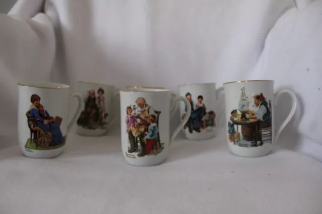 1982 Normal Rockwell museum mugs with gold trim SET of 6