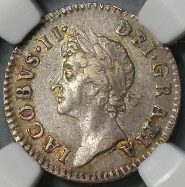 1688 NGC AU 55 James 1/8 Date Error 4 Pence Great Britain POP 1/0 (21090801C)