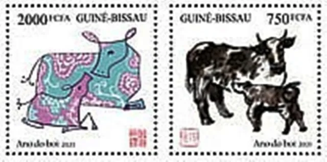 Guinea Bissau - 2020 Chinesisch Year Of The Ox - 2 Briefmarke Set - GB200515a