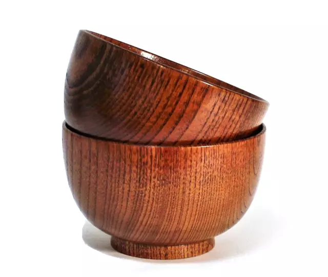 Vintage Bowls Wood Round Pedestal Dish MCM 2