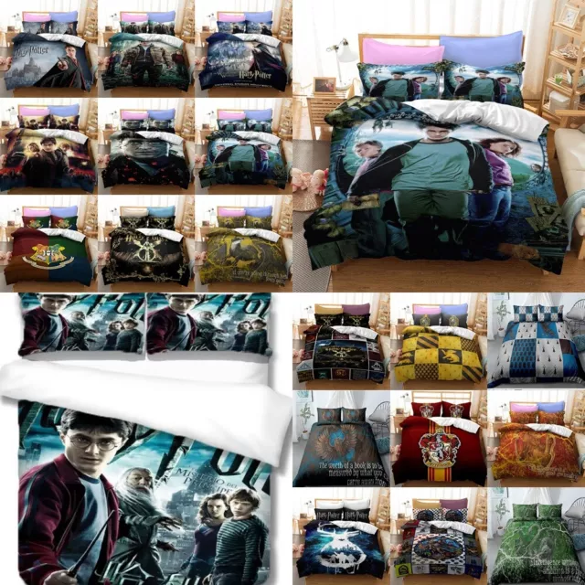 Harry Potter Hogwarts School Duvet Quilt Cover Pillowcase Doona Bedding Set Gift