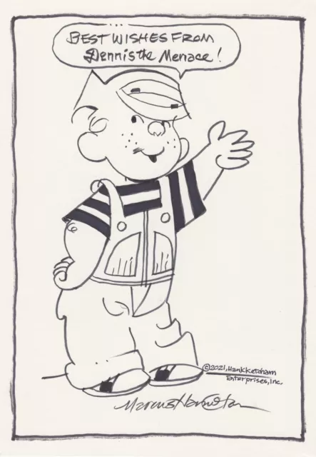 Marcus HAMILTON (1943) original sign. DENNIS MENACE - drawing 22x30cm / autograph