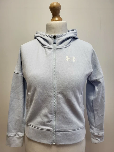 Felpa Con Cappuccio Sportiva A Maniche Lunghe A422 Ragazze Under Armour Blu Chiaro Cerniera Uk Xl