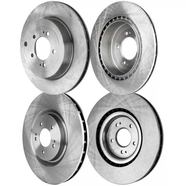 Front and Rear Brake Rotors For 2008-2015 Mitsubishi Lancer 1 Pc Full Cast Disc