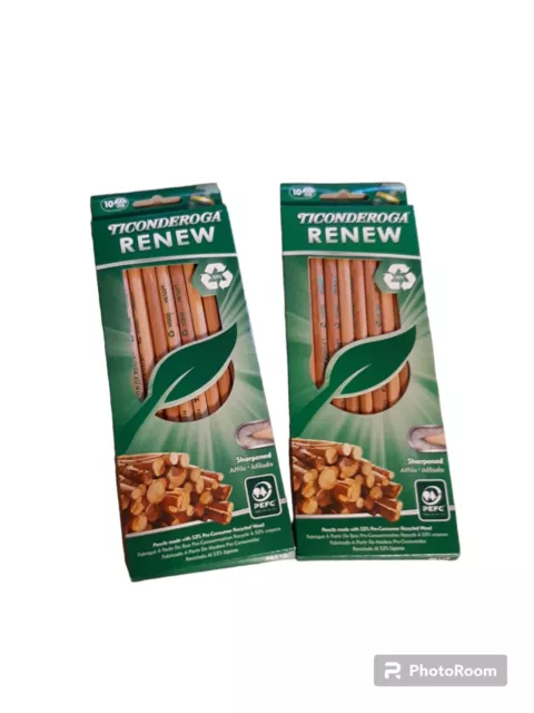 2 Packs Ticonderoga Renew Recycled #2 Pencils 10 Per Pack Natural 96110