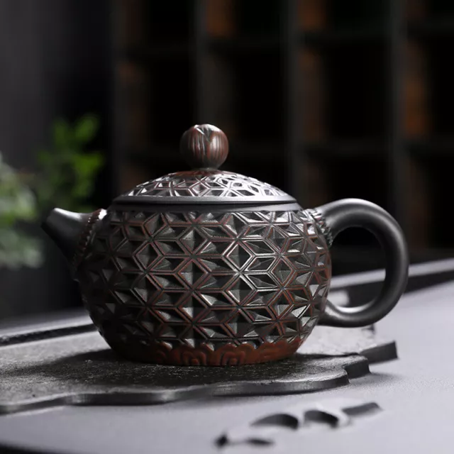 200ml Chinese Yixing Zisha Pottery Handmade Lotus Flower Xishi Teapot Tea Pot