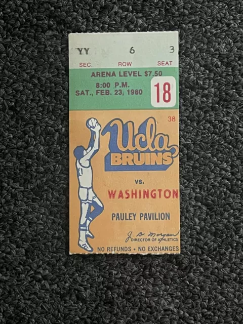 Feb 23rd 1980 UCLA Vs WASHINGTON  ticket stub Rare Pauley pavilion