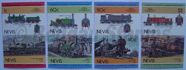 1985 NEVIS Set #3 Train Locomotive Railway Stamps (Leaders of the World)