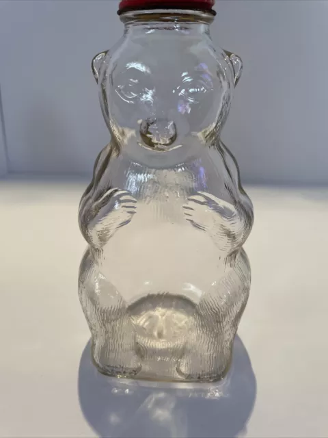 Vintage 7 1/4" Snow Crest Beverages Salem Mass Clear Glass Bear Bottle Bank